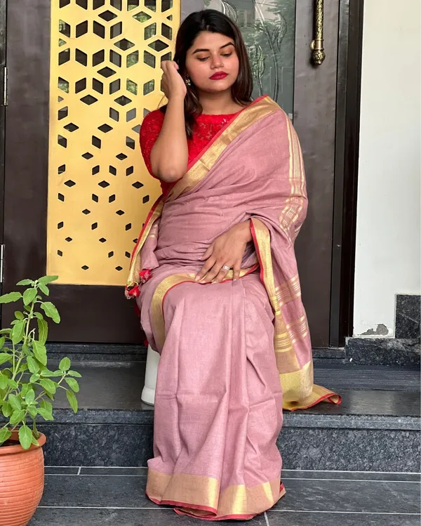 Ornamental_Handwoven_Pure_Linen_Saree_Dusky_Pink