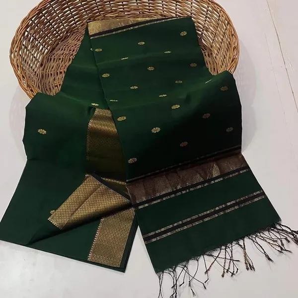Unique_Maheshwari_Pure_Silk_Butta_Body_Green_Saree