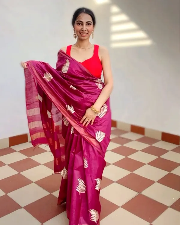 Silkmark_Muga_Tussar_Silk_Embroidered_Saree_Purple
