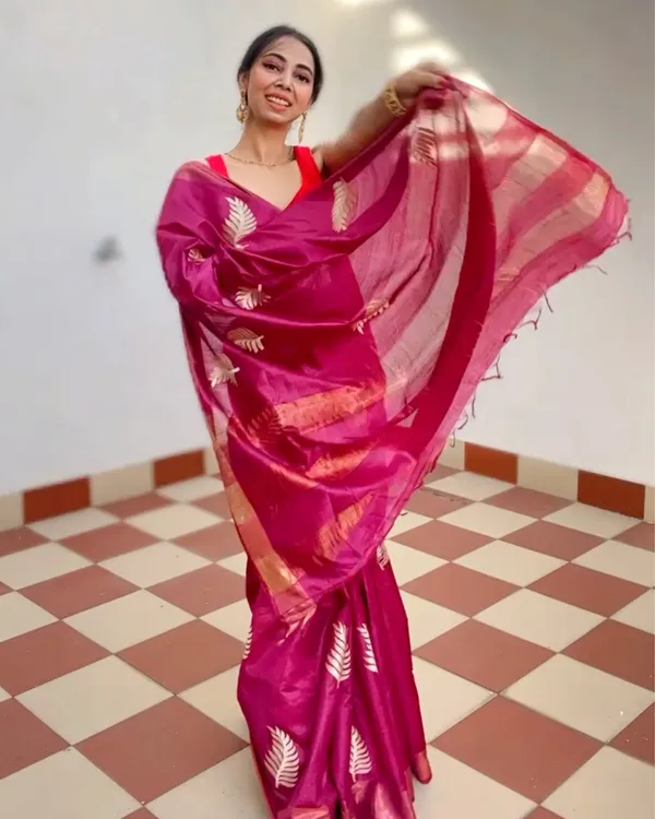 Silkmark_Muga_Tussar_Silk_Embroidered_Saree_Purple