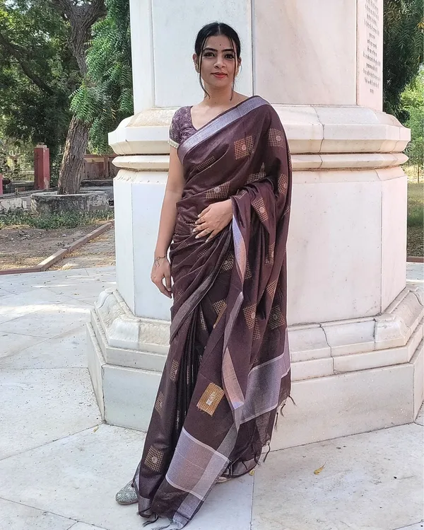 Pure_Kota_Silk_Saree_Brown_Jaquard_Weaving