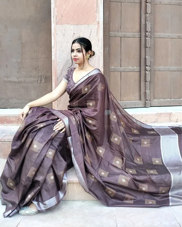 Pure_Kota_Silk_Saree_Brown_Jaquard_Weaving