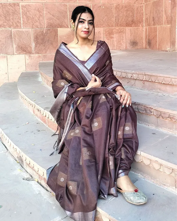 Pure_Kota_Silk_Saree_Brown_Jaquard_Weaving
