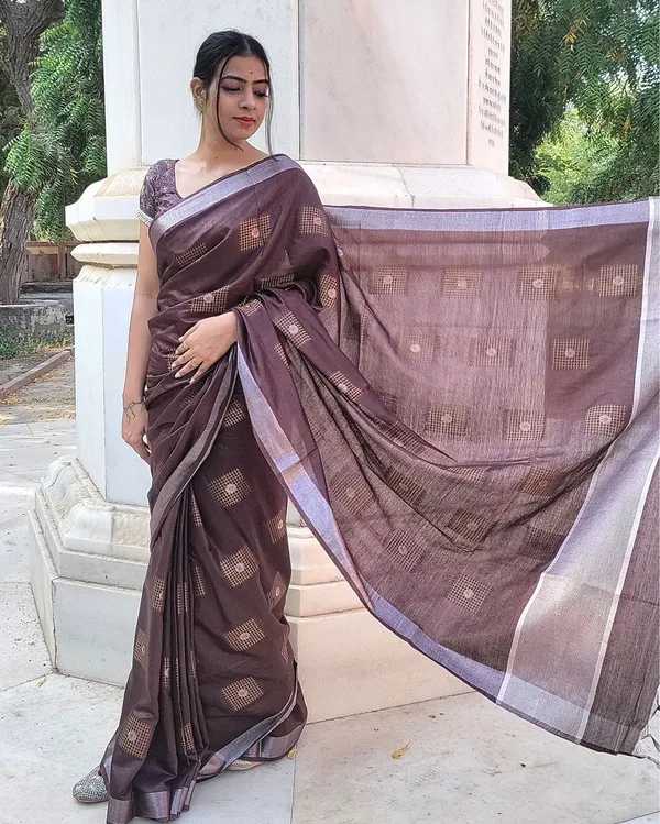 Pure_Kota_Silk_Saree_Brown_Jaquard_Weaving
