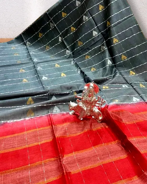 Katan_Dupion_Silk_Saree_Black_&_Red