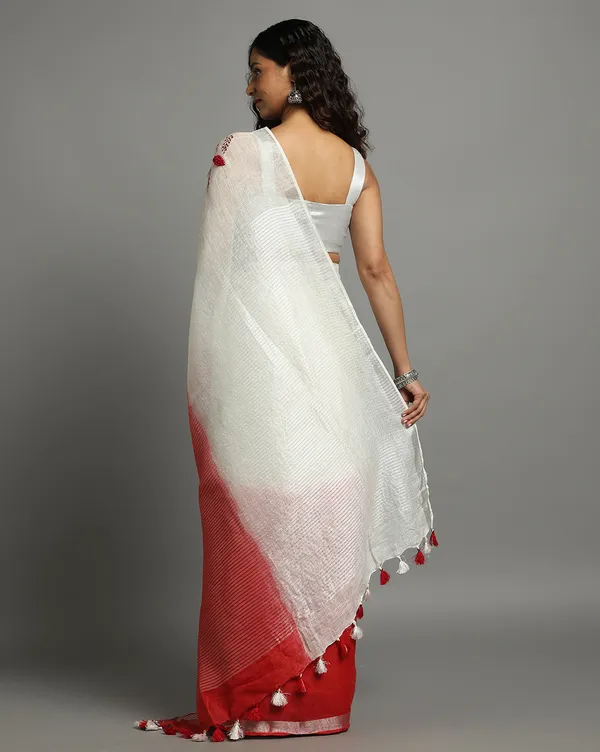 Serene_Pure_Linen_Handloom_Saree_White_&_Red_Embroidered
