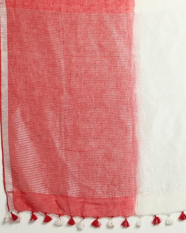 Serene_Pure_Linen_Handloom_Saree_White_&_Red_Embroidered