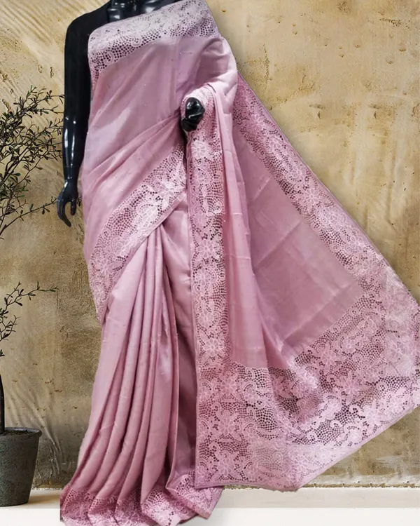 Silkmark_Certified_Vivid_Pure_Tussar_Cutwork_Lavender_Saree