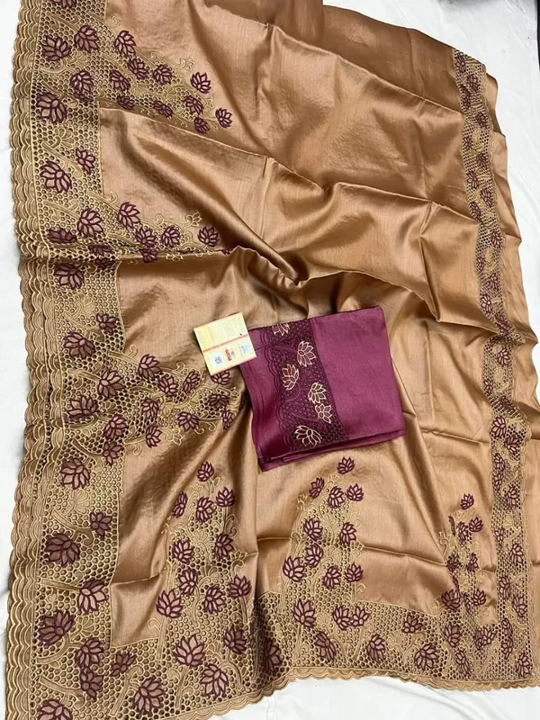 Silkmark_Certified_Poetic_Pure_Tussar_Cutwork_Brown_Saree