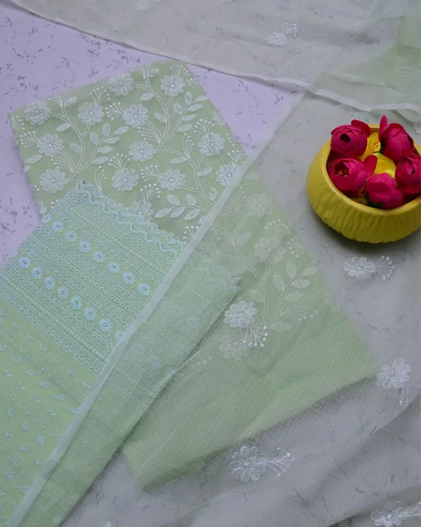 Embroidered_Timeless_Kota_Doria_Suit_Green_(Top+Bottom+Dupatta)