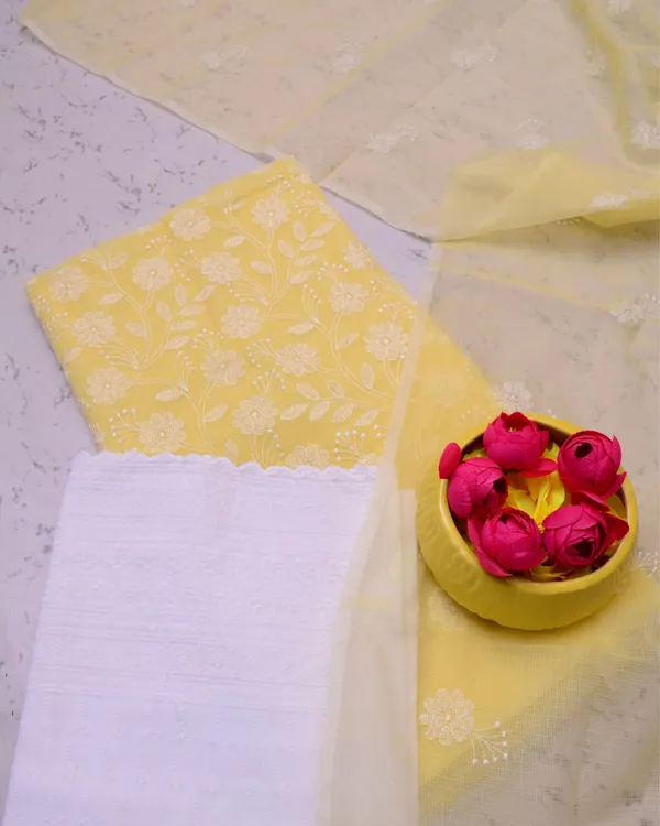 Embroidered_Splendid_Kota_Doria_Suit_Yellow_(Top+Bottom+Dupatta)