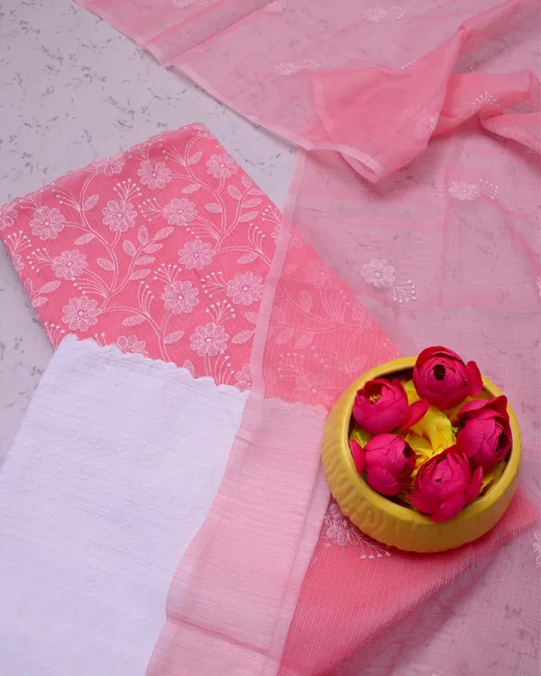 Embroidered_Ethereal_Kota_Doria_Suit_Pink_(Top+Bottom+Dupatta)