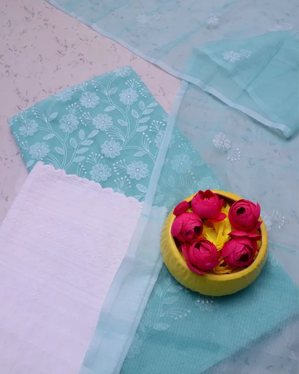 Embroidered_Gorgeous_Kota_Doria_Suit_Blue_(Top+Bottom+Dupatta)