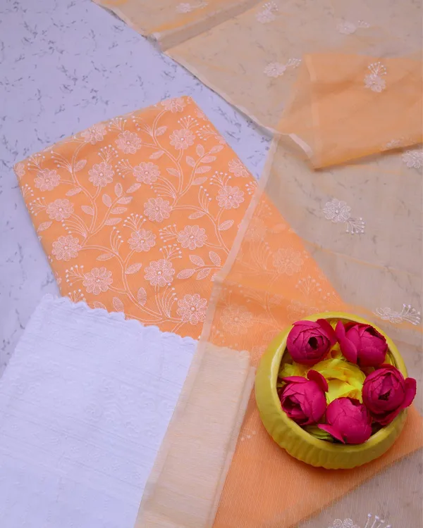 Embroidered_Graceful_Kota_Doria_Suit_Orange_(Top+Bottom+Dupatta)