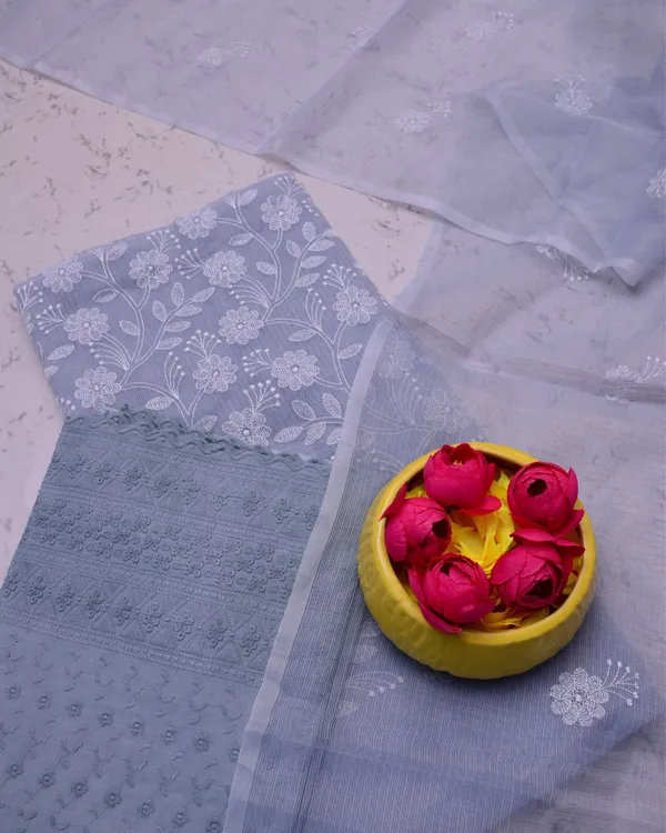 Embroidered_Dazzling_Kota_Doria_Suit_Gray_(Top+Bottom+Dupatta)