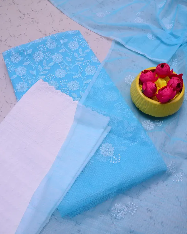 Embroidered_Tranquil_Kota_Doria_Suit_Blue_(Top+Bottom+Dupatta)