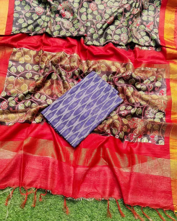 Quaint_Madhubani_Kota_Silk_Saree_Contrast_Blouse