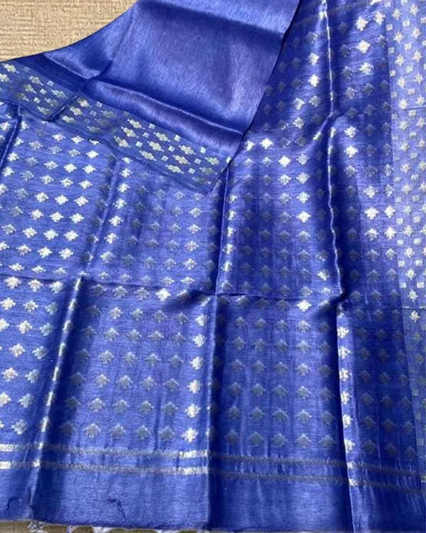 Kinetic_Banarasi_Pure_Silk_Linen_Saree_Blue