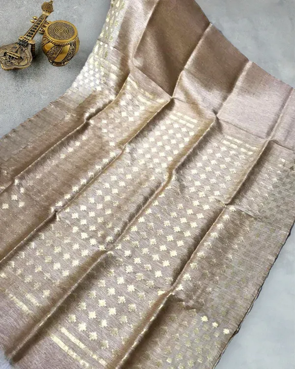 Idyllic_Banarasi_Pure_Silk_Linen_Saree_Beige