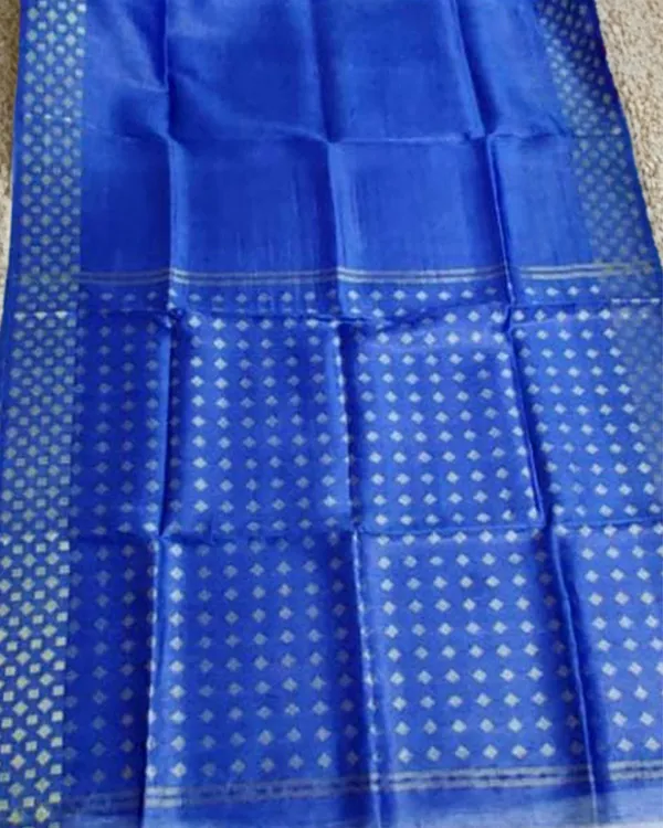 Reflective_Banarasi_Pure_Silk_Linen_Saree_Royal_Blue