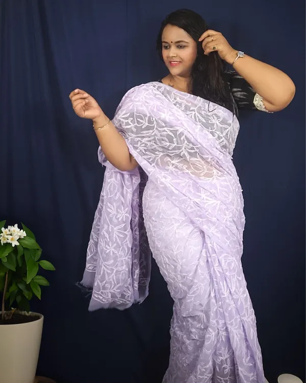 Tepchi_Handwork_Georgette_Saree_Lavender