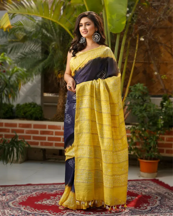 Wax_Batik_Hand_Dyed_Kota_Silk_Saree_Purple_Yellow
