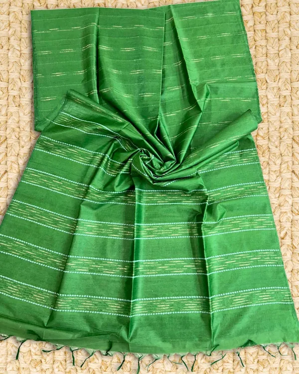 Pure_Kota_Silk_Saree_Green_With_Dupion_Strip
