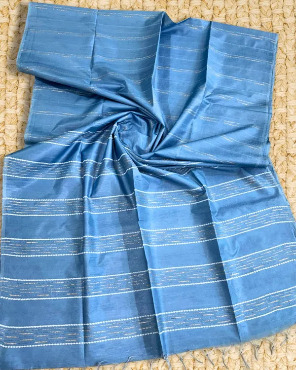 Pure_Kota_Silk_Saree_Steel_Blue_With_Dupion_Strip