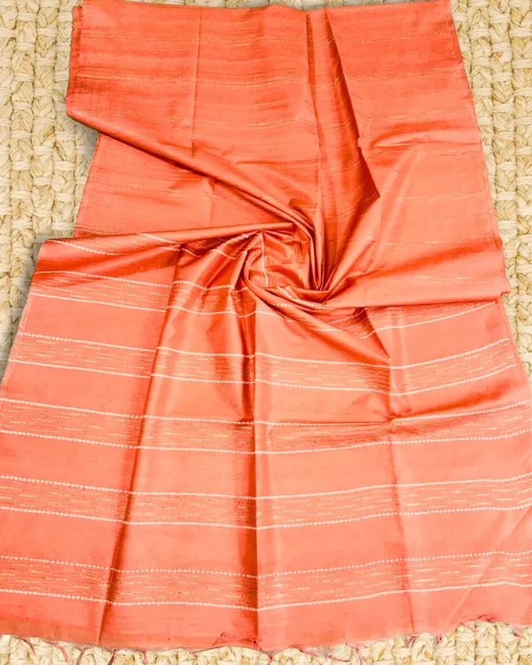 Pure_Kota_Silk_Saree_Orange_With_Dupion_Strip