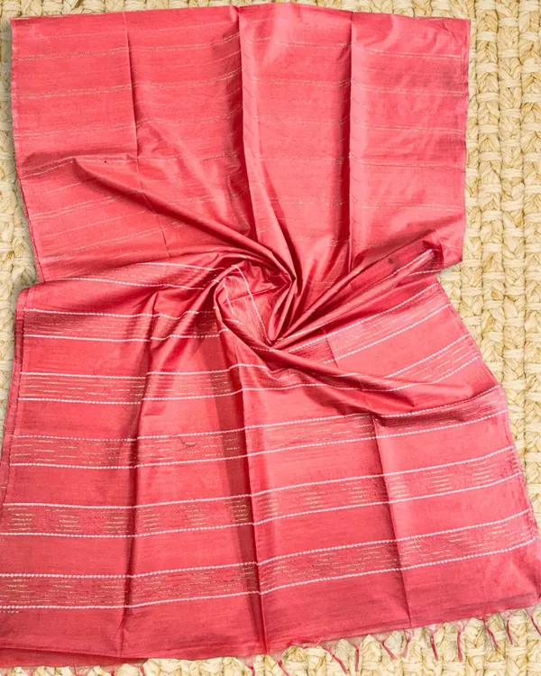 Pure_Kota_Silk_Saree_Coral_Pink_With_Dupion_Strip