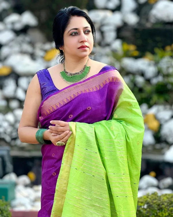 Katan_Banarasi_Silk_Saree_Purple_&_Green