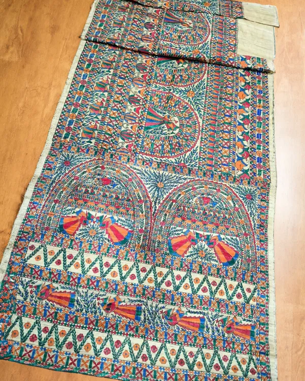 Silkmark_Tussar_Elegant_Madhubani_Handpainted_Beige_Saree