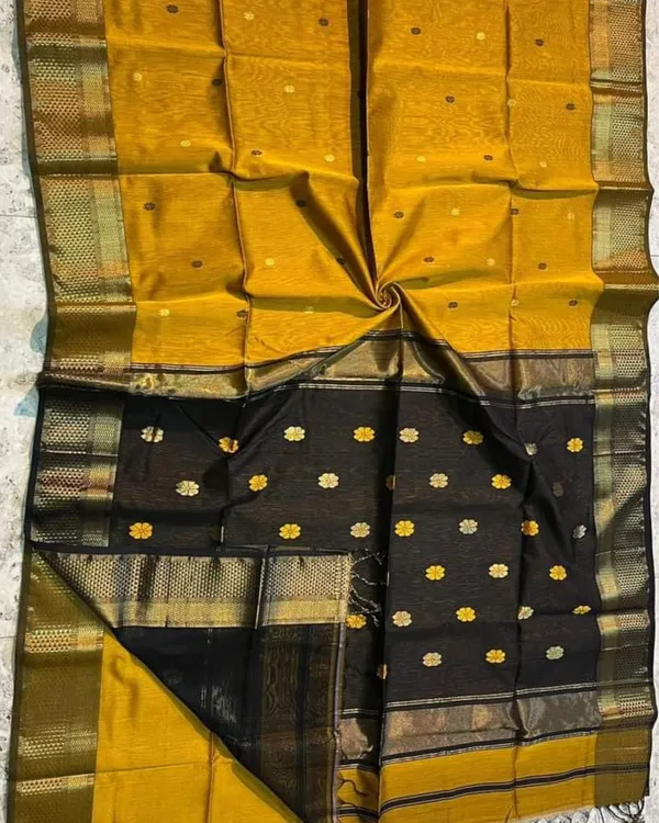 Artistic_Maheshwari_Pure_Handloom_Silk_Saree_Yellow