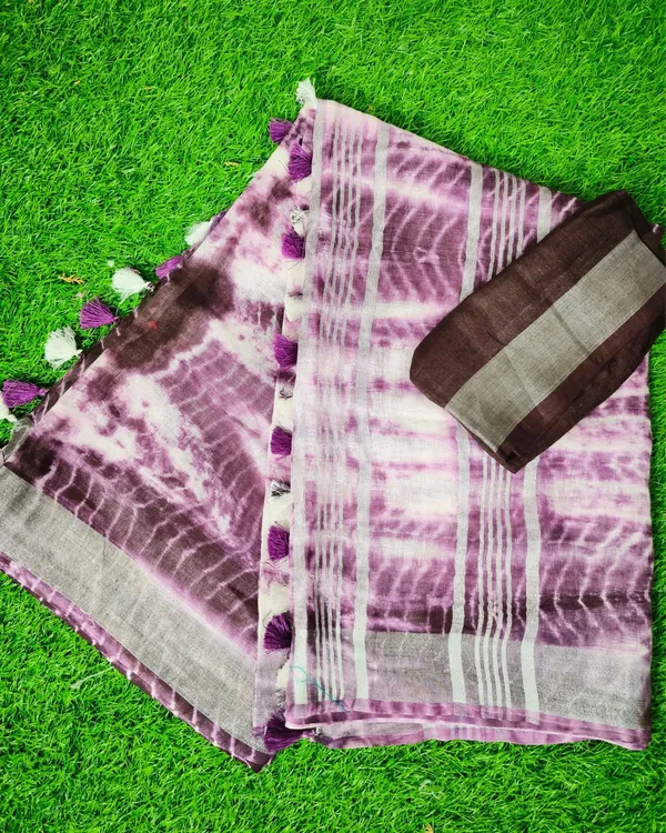 Expressive_Linen_Shibori_Hand_Dyed_Saree_Purple