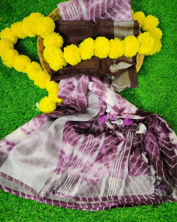Expressive_Linen_Shibori_Hand_Dyed_Saree_Purple