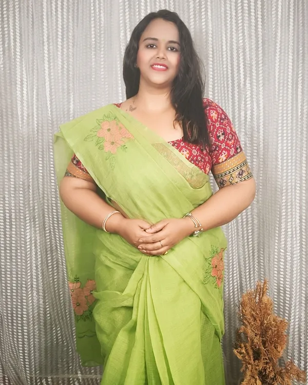 Lime_Green_Pure_Kota_Doria_Saree_Embroidered
