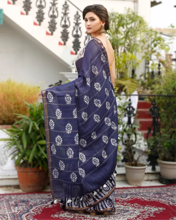 Wax_Batik_Hand_Dyed_Kota_Silk_Saree_Slate_Blue