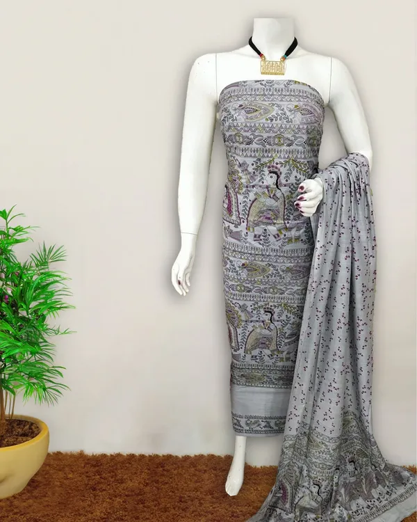Gleaming_Katan_Silk_Madhubani_Gray_Suit