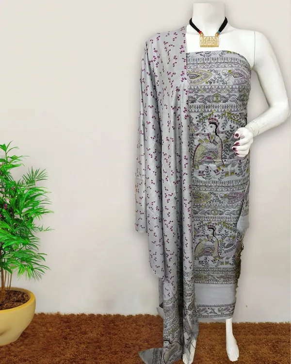 Gleaming_Katan_Silk_Madhubani_Gray_Suit