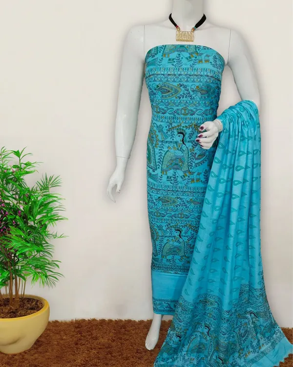 Tranquil_Katan_Silk_Madhubani_Blue_Suit