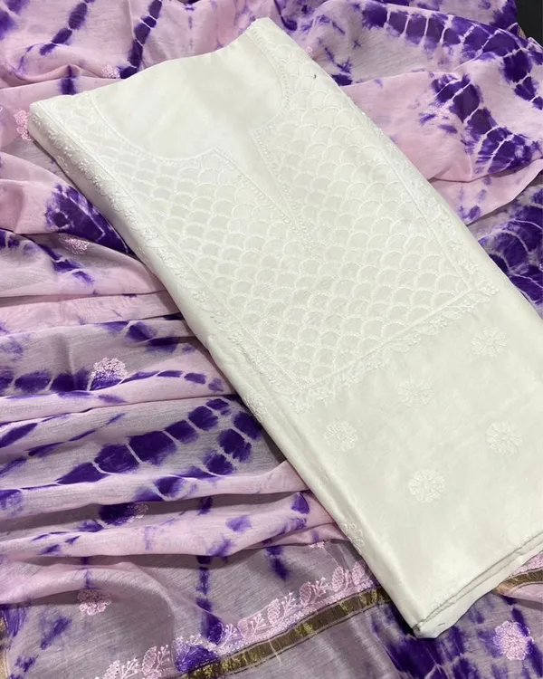 Chikankari_Pure_Chanderi_Silk_Quaint_White_Kurta_&_Dupatta