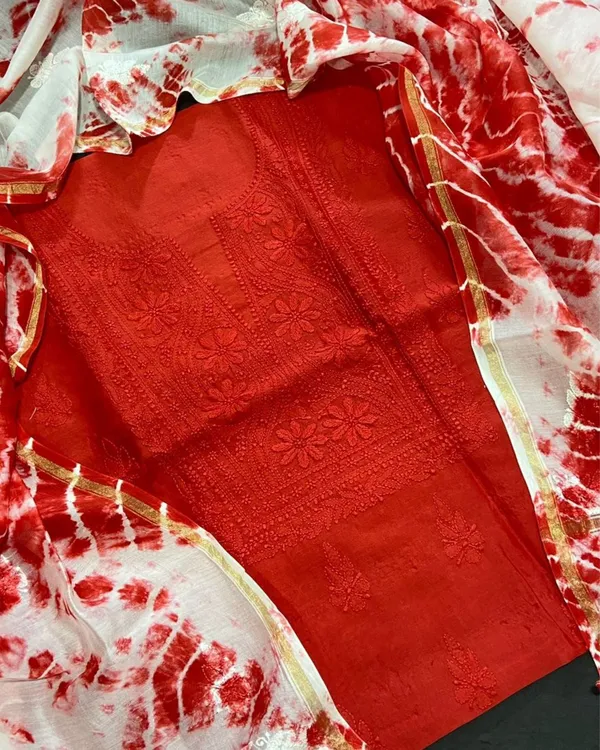 Chikankari_Pure_Chanderi_Silk_Dreamy_Red_Kurta_&_Dupatta