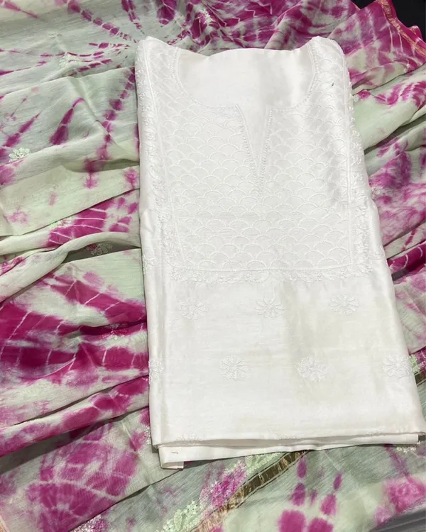 Chikankari_Pure_Chanderi_Silk_Vivid_White_Kurta_&_Dupatta