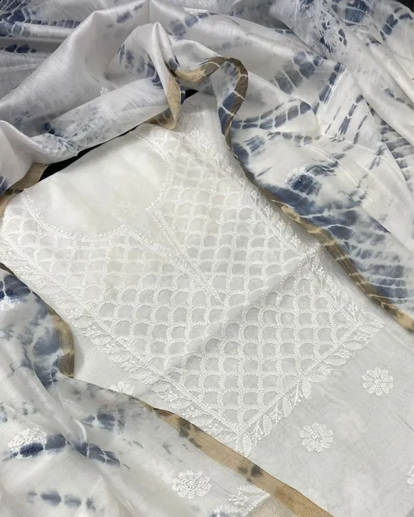 Chikankari_Pure_Chanderi_Silk_Unique_White_Kurta_&_Dupatta
