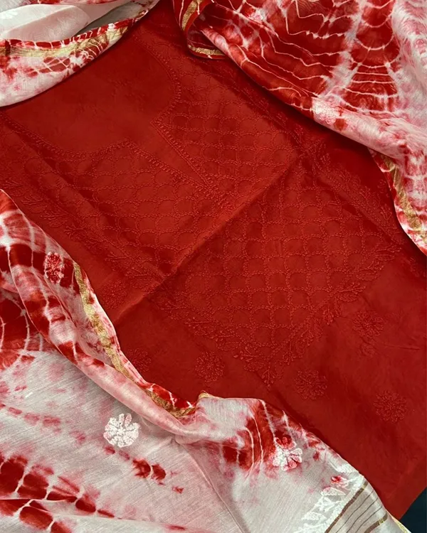 Chikankari_Pure_Chanderi_Silk_Kinetic_Red_Kurta_&_Dupatta