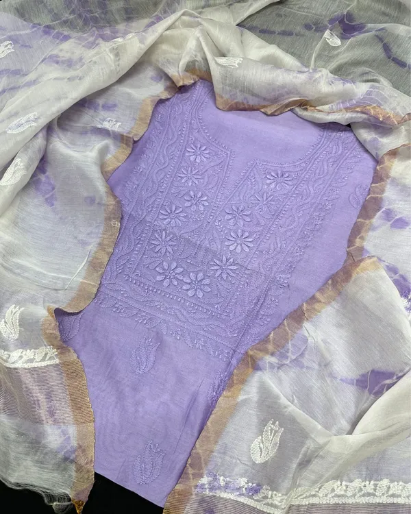 Chikankari_Pure_Chanderi_Silk_Lively_Lavendar_Kurta_&_Dupatta