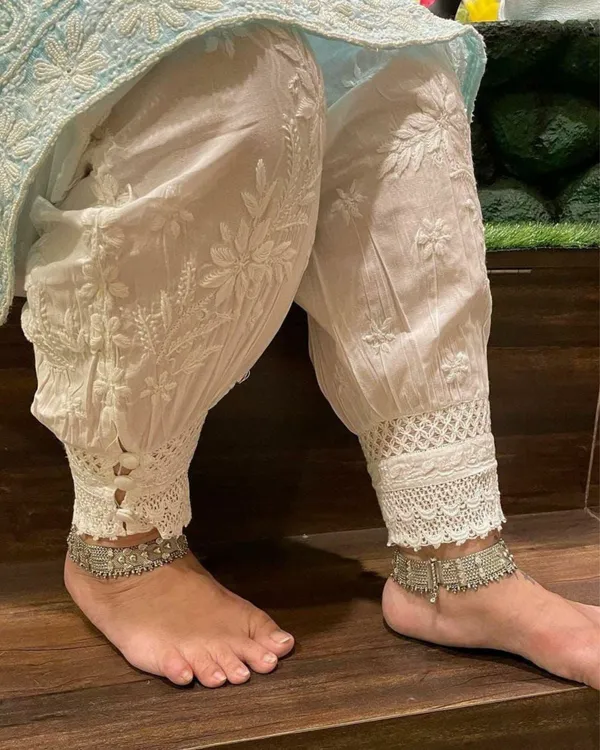 Cotton_Afghani_White_Chikankari_Pant_Free_Size