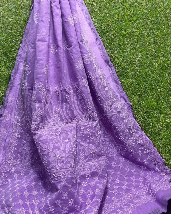 Amethyst_Chikankari_Kota_Doria_Saree_Lavender_Handcrafted