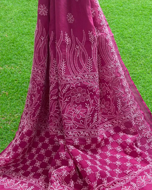 Deep_Chikankari_Kota_Doria_Saree_Burgundy_Handcrafted