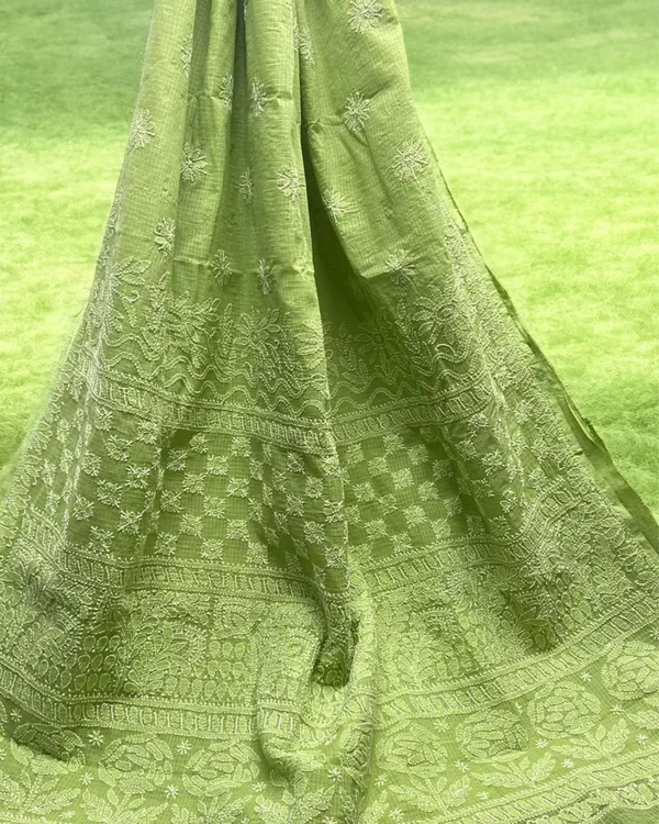 Fresh_Chikankari_Kota_Doria_Saree_Green_Handcrafted